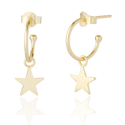 Fifi Gold Star Charm Hoop Earrings