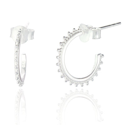 Gaia Silver Beaded Hoops