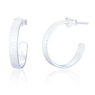 Hanna Silver Brushed Hoop Earrings