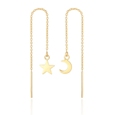 Lila Gold Moon + Star Threader Earrings