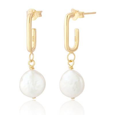 Lulu Gold Pearl Drop Earrings