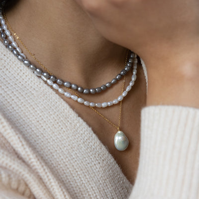 Mila White Rice Pearl Necklace