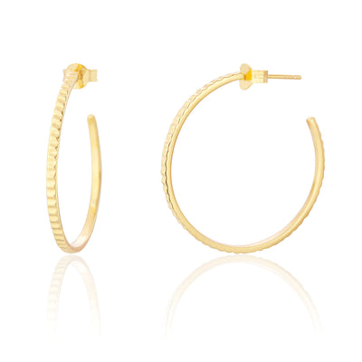 Nell Large Gold Textured Hoops