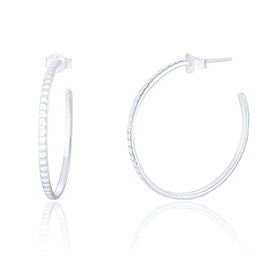 Nell Large Silver Textured Hoops