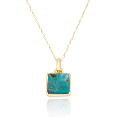Ophelia Square Gold Turquoise Necklace