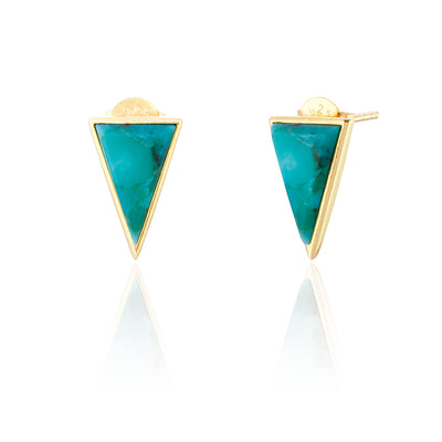 Ophelia Gold Triangle Turquoise Stud Earrings