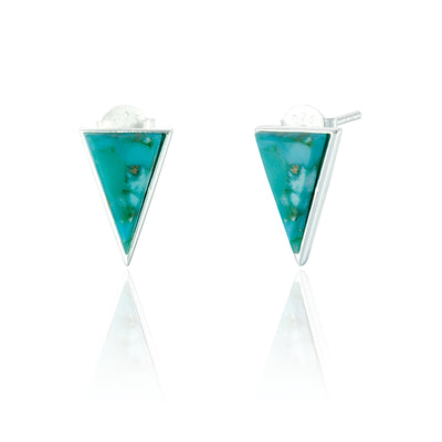 Ophelia Silver Triangle Turquoise Stud Earrings