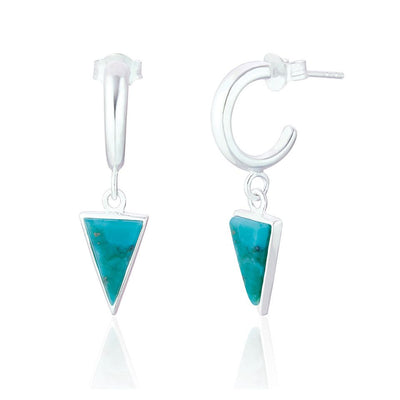 Ophelia Turquoise Triangle Silver Hoop Earrings