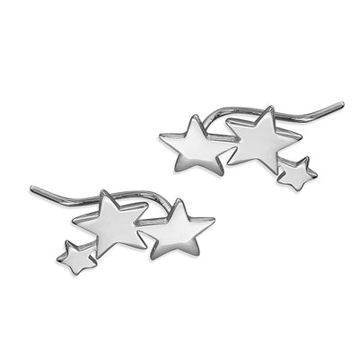 Tara Triple Star Ear Climbers - Sterling Silver