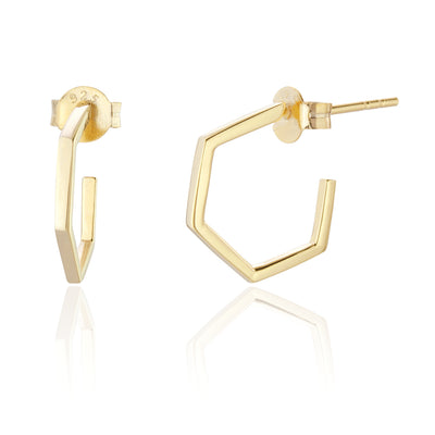 Xanthe Gold Hexagon Hoop Earrings