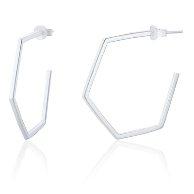 Xanthe Large Silver Hexagon Hoops